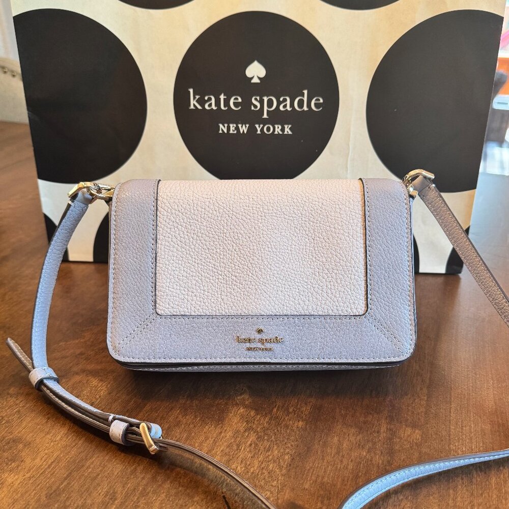 Kate Spade Lena Mini Crossbody KH792 Mountain Grey Pebbled Leather NWT